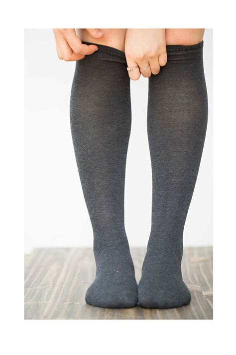 knee high charcoal gray socks by lovoda on etsy