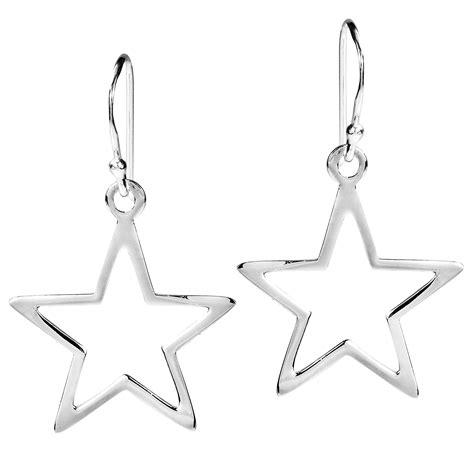 Symmetric Everyday Shining Star Strling Silver Dangle Earrings Ebay