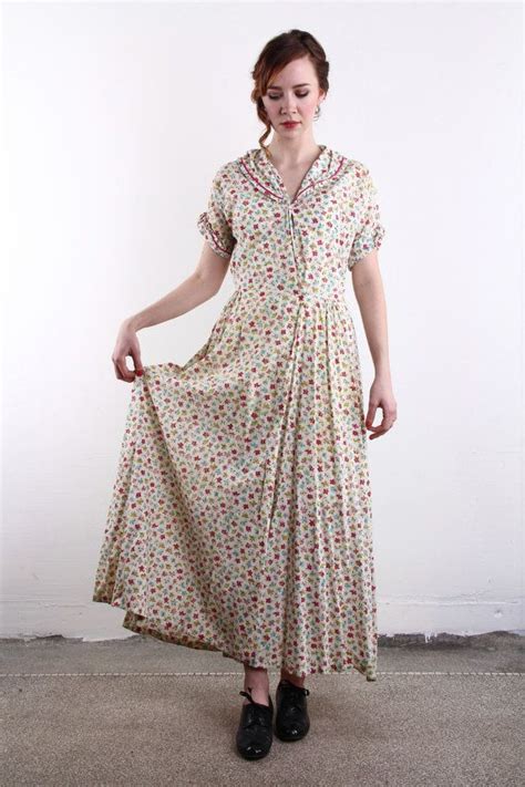 Calico House Dress 1930s Cotton Floral Frock Antique Dress Etsy