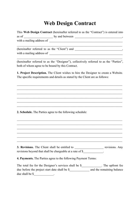 Free Website Design Contract Template Printable Templates