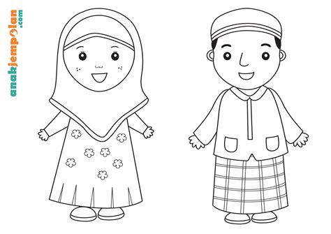 80 Gambar Kartun Anak Muslim Hitam Putih