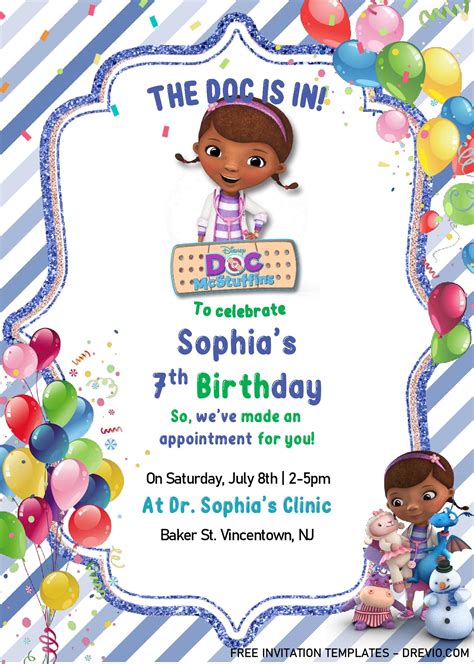 Doc Mcstuffins Birthday Invitation Templates Editable With Ms Word