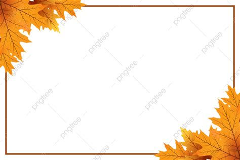 Dried Autumn Leaves Frame Border Design With Line Autumn Leaves Border