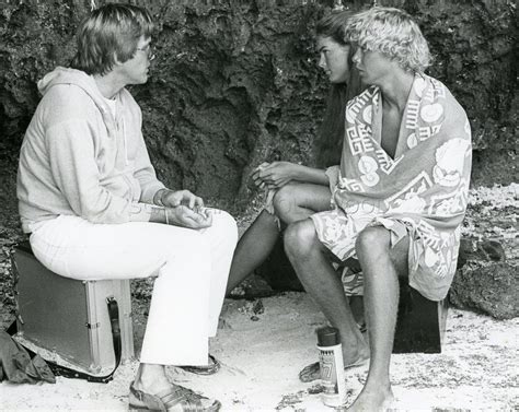 Director Randal Kleiser Brooke Shields And Christopher Atkins On The Set Of The Blue