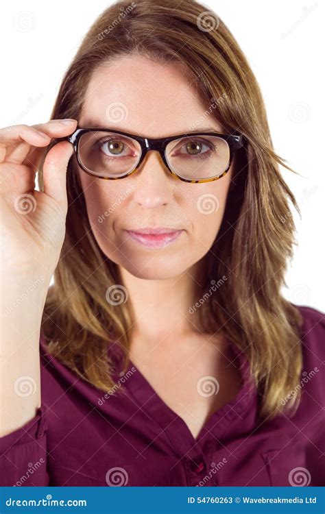 Pretty Woman With Glasses Looking At Camera Stock Image Image Of Glasses Woman 54760263