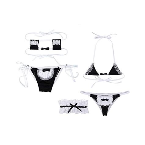 Acsuss Women’s Sheer Extreme Japanese Anime Costume Mini Maid Sexy Bikini Lingerie Set Classy