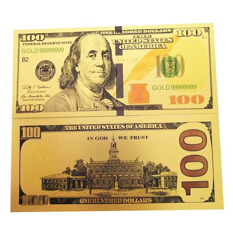 New Version Gold Foil Usa Banknote 100 Dollar Bills Bank Note Paper