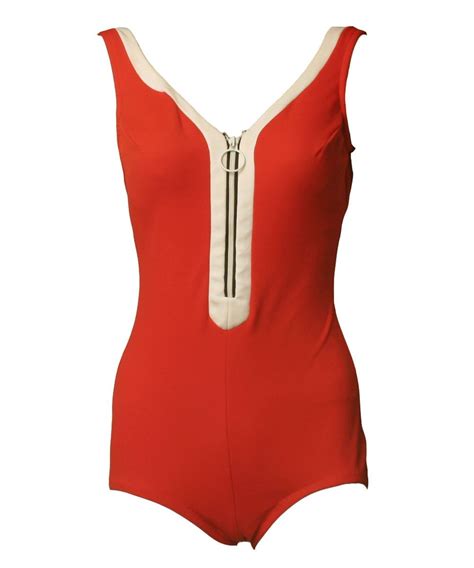 1960s Vintage Jantzen Red Orange Swimsuit Has A Nice Low Back Line