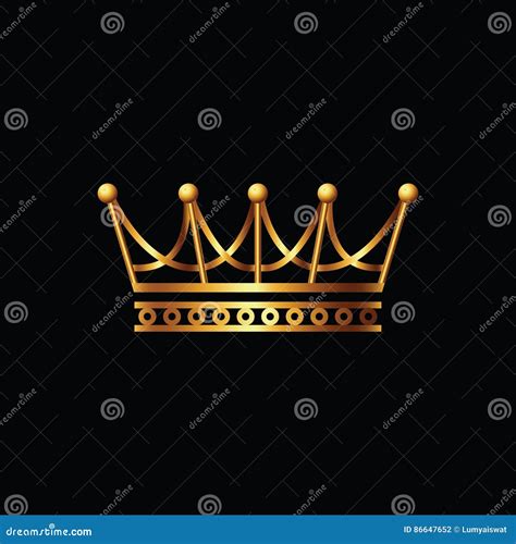 Crown Gold Symbol Icon On Black Background Stock Vector Illustration