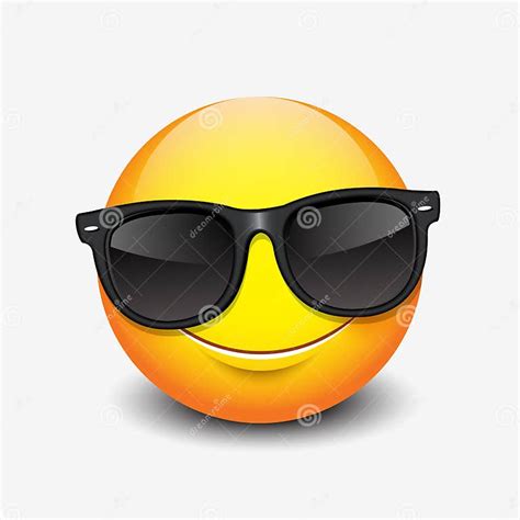 Der Nette Lächelnde Emoticon Der Schwarze Sonnenbrille Emoji Smiley