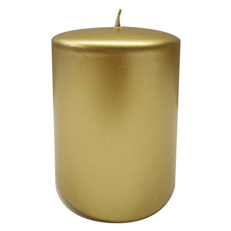 4 Gold Metallic Pillar Candle At Home