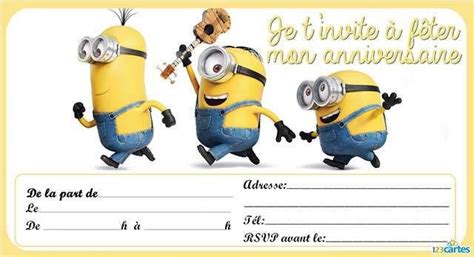 Vertbaudet, spécialiste mode chic & pratique pour les enfants et pour les parents. Invitation anniversaire Les minions | 123cartes