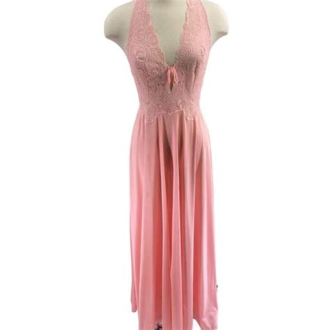Vintage Glydons Nylon Lingerie Nightgown Size Medium Pink Slip Dress
