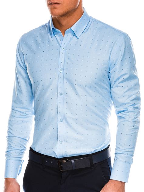 Mens Shirt With Long Sleeves K465 Light Bluenavy Modone Wholesale
