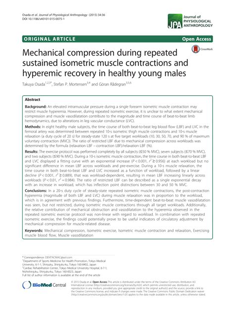 Pdf Mechanical Compression During Repeated Sustained Isometric Muscle