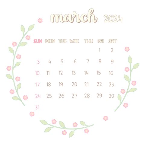 Calendario Marzo 2024 Flores Png Dibujos 2024 Calendario Mensual