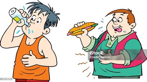 Boy Is Hungry The Child Is Thirsty Stock Illustration Download Image