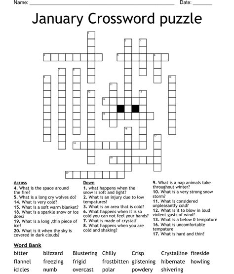 January Crossword Puzzle Wordmint