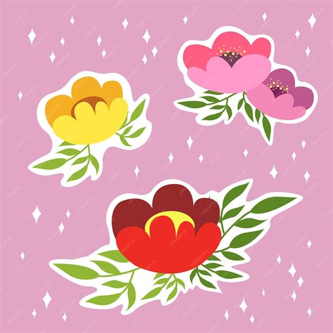 Premium Vector Spring Flower Stickers