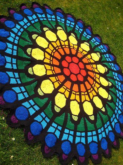 Cathedral Rose Window Afghan Pattern By Julene Watson Crochet Blanket