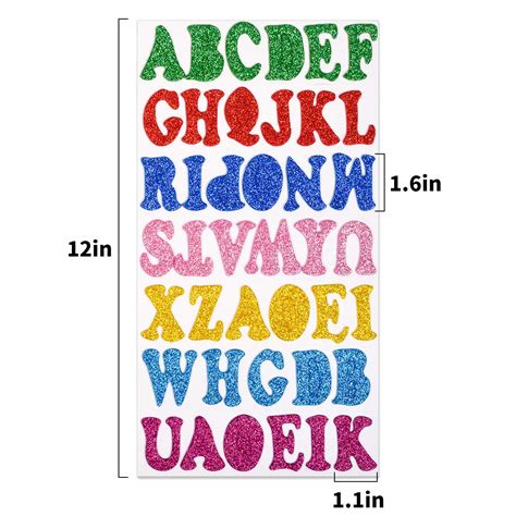 210pcs Glitter Foam Alphabet Letter Stickers Colorful A Z Alphabet