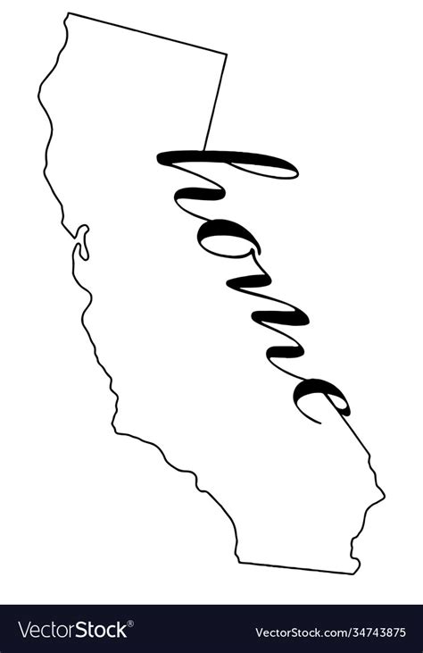 California State Map Outline With Word Home Vector Image