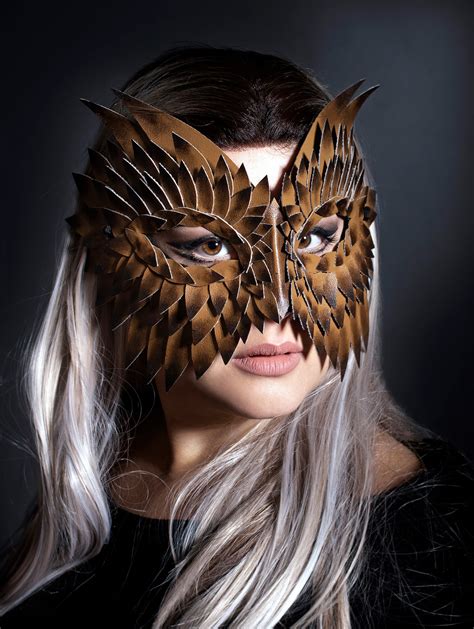 Woodland Owl Mask Masquerade Masks Women Owl Mask Leather Etsy