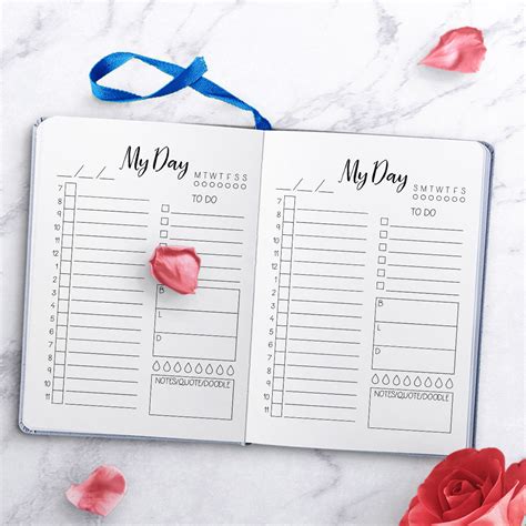 Bullet Journal Free Printable My Day Daily Schedule The Digital