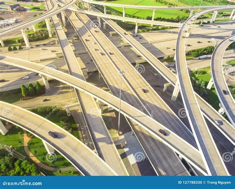 Top Ninety Degree View Stack Interchange Expressway In Houston Stock