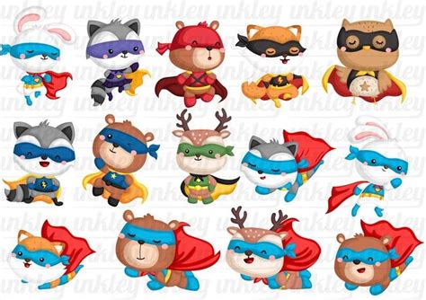 Animal Superheroes Clipart Cute Animal In Costume Free Svg Etsy