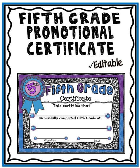 Promotional Certificate Fifth Grade Student The Ojays And Presents