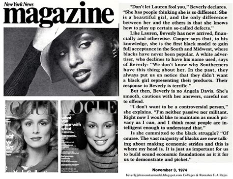 New York Daily News Magazine Nov 3rd 1974 Beverly Johnson Star Model