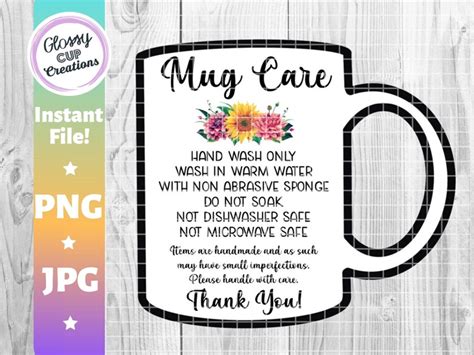 Mug Care Cards PNG JPG Instant Download Print to Cut | Etsy gambar png