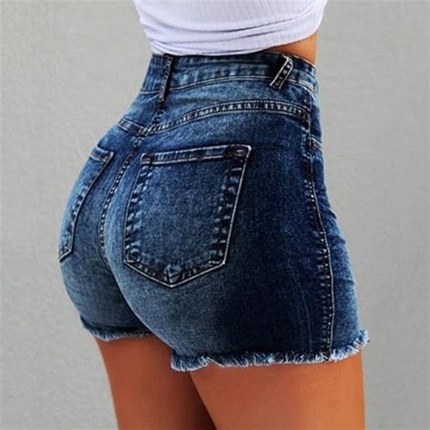 Femmes Sexy Taille Haute Jeans Déchiré Shorts DÉté Booty Shorts Mini