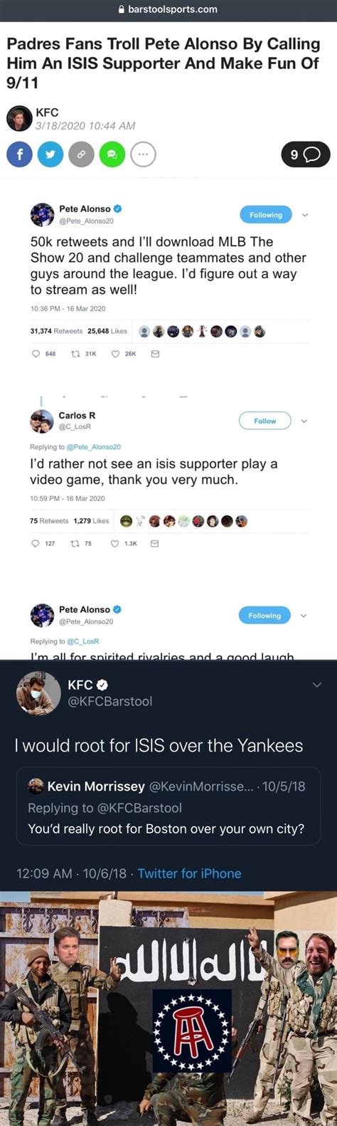 Barstoolsports Com Padres Fans Troll Pete Alonso By Calling Him An ISIS Supporter And Make Fun