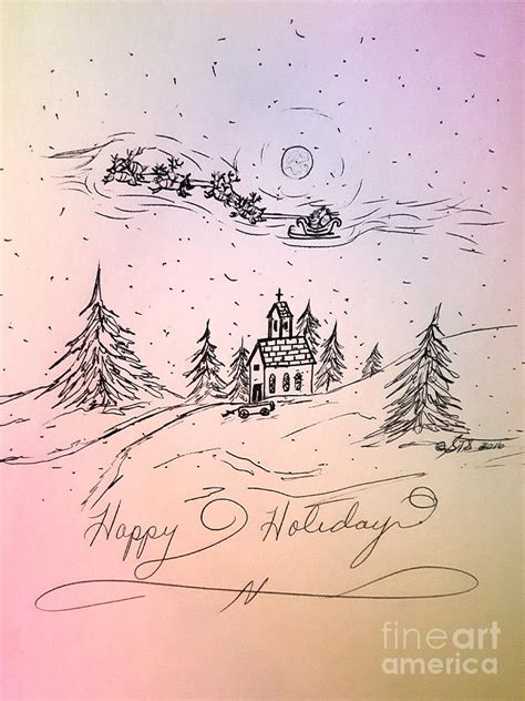 Happy Holidays Drawing By Susan Turner Soulis Fine Art America