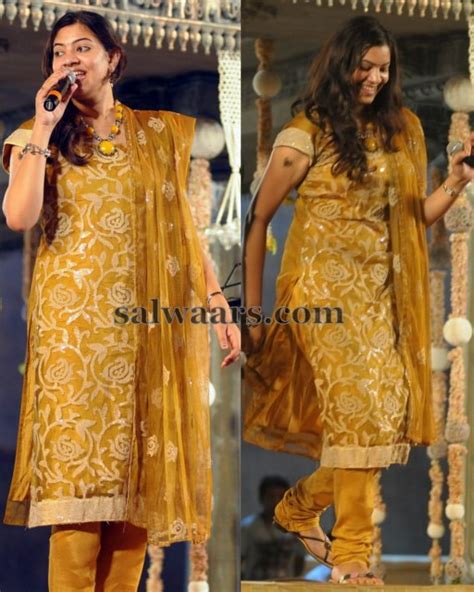 Geeta Madhuri In Mustard Salwar Indian Dresses