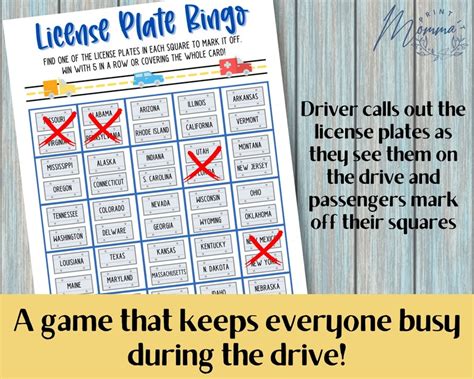 License Plate Bingo Car Game Printable Bingo Travel Activity Digital