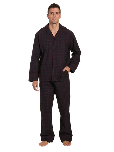 Mens 100 Cotton Flannel Pajama Set Checks Black Fig Flannelpeople