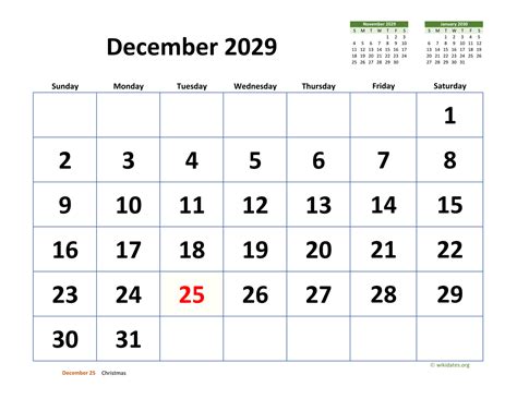 December 2029 Calendar With Extra Large Dates