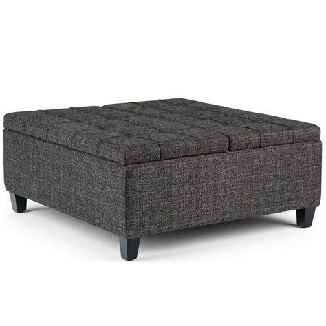 Also, this coffee table with storage is finished on all sides for versatile placement throughout your home. Simpli Home Avalon Cloud Grey Coffee Table Storage Ottoman ...
