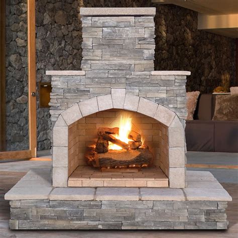 Calflame Natural Stone Propane Gas Outdoor Fireplace And Reviews Wayfair