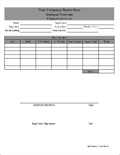 Free Simple Personalized Seven Day Time Sheet From Formville