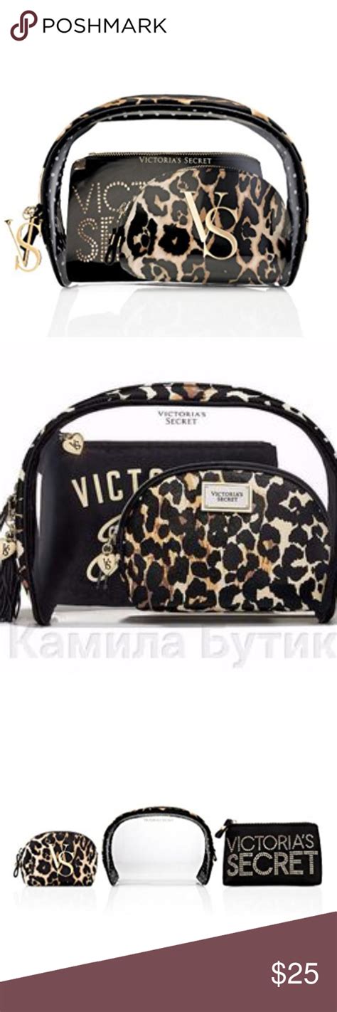 Victorias Secret Leopard Cosmetic Bag Trio Beauty Bag Cosmetic Bag