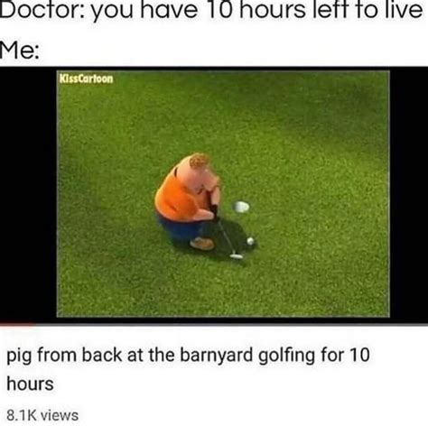 Pig From Back At The Barnyard Golfing For 10 Hours The