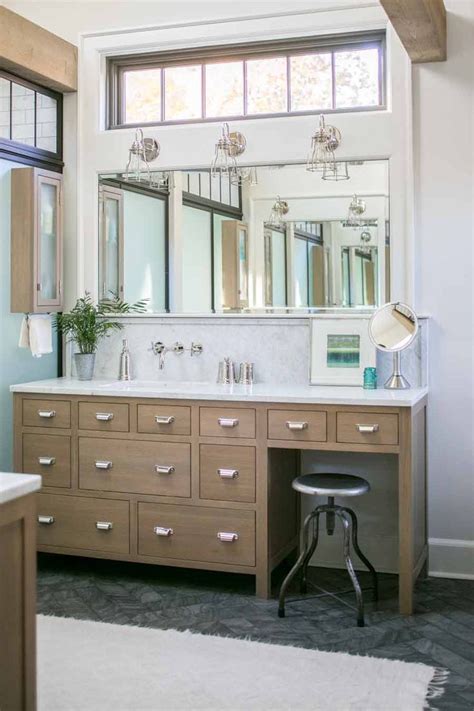 Great little mirror for my bathroom. Wood vanity with transom windows + large rectangle mirror ...