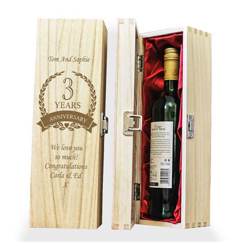 For each year of marriage, there are certain types of traditional gifts to give. Personalised 3rd Wedding Anniversary Wooden Wine Box ...
