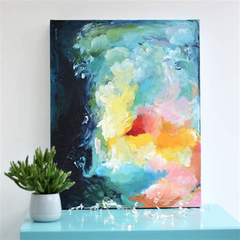 Colourful Blue Abstract Painting Wall Art Cotton Canvas By Paint Me