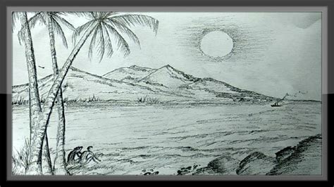 Pencil Drawings Landscape Romantic Nature Scenery Easy Youtube