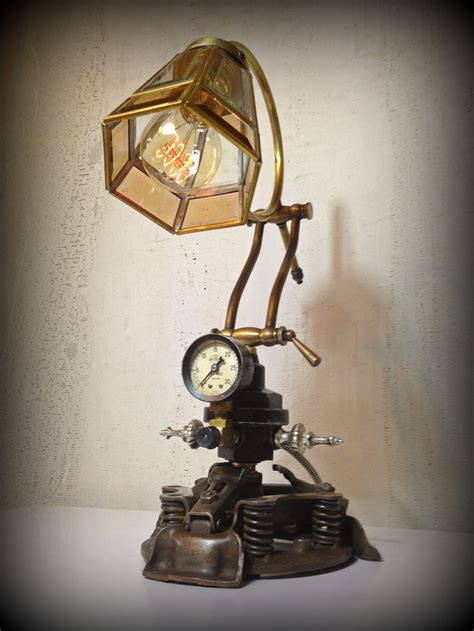 Handmade Industrial Steampunk Repurposed Upcycled Clutch Disk Table Lamp By Retro Steam Works